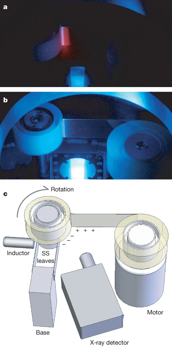 Apparatus for studying high-energy emission from peeling tape.